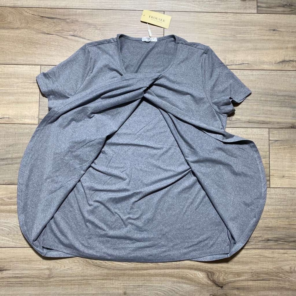 Ekouaer Womens Short Sleeve Pajama Top With Built In Tank Size Large Gray - Picture 5 of 9